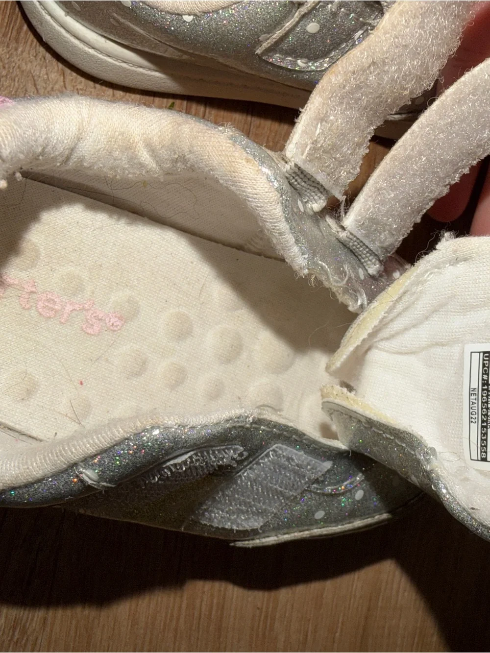 Carter's Glitter Silver Velcro Toddler Sneakers